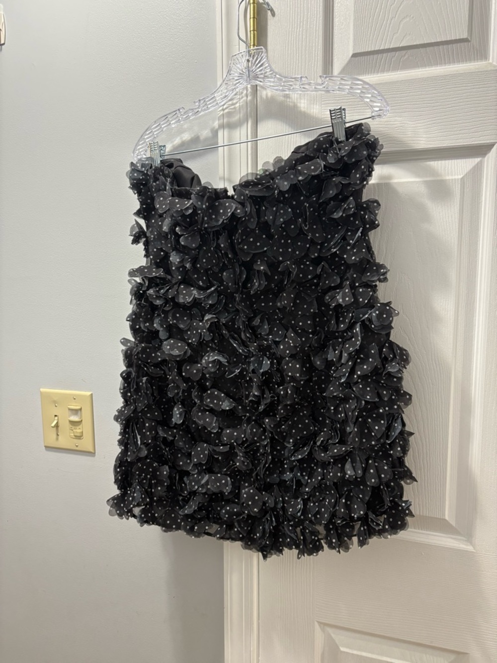 NWT Anthropologie 3D Floral Polka Dot Mini Dress size 8 Black #8E473 - Picture 3 of 6